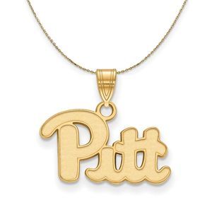 14k Yellow Gold U. of Pittsburgh Small Logo Necklace - 22 Inch